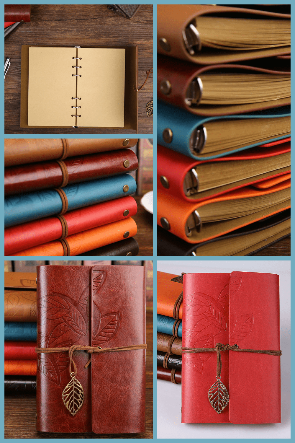 Красивый кожаный блокнот коричневого цвета и железным листиком в подарок книголюбу.